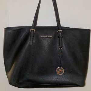 Michael Kors Jet Set Saffiano Leather Tote with Silver Hardware